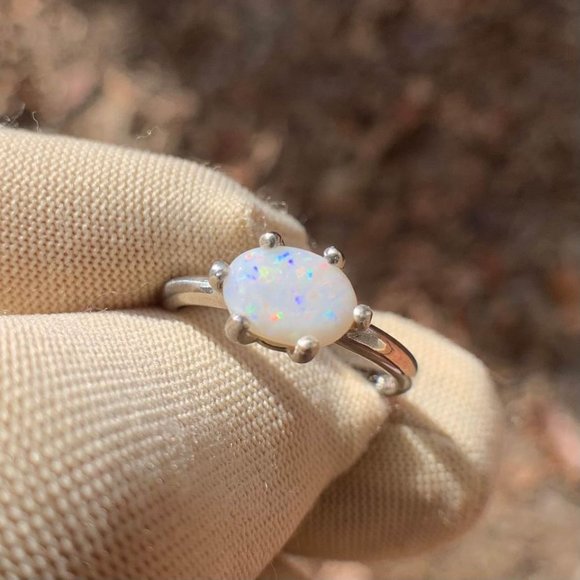 Bright Milky Adjustable Opal Ring Coober Pedy Australian Opal Custom Handmade - Picture 6 of 6